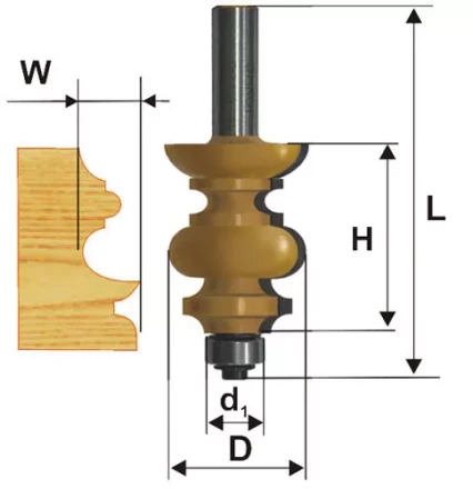 Фреза кромочная фигурная Ф381Х381 мм хвостовик 12 мм 46413 купить в Перми