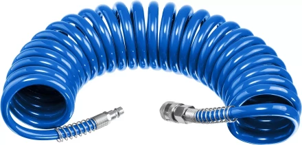 ЗУБР 5 м, 8 х 12 мм, 15 бар, воздушный спиральный шланг с фитингами рапид, Профессионал (6472-05) купить в Перми