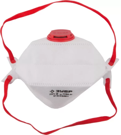 Полумаска фильтрующая ЗУБР &quot;МАСТЕР&quot; плоская, 3-х панельная, с клапаном, многослойная, класс защиты FFP1 11164_z01 купить в Перми