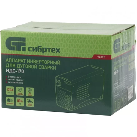 Аппарат инверторный дуговой сварки СИБРТЕХ ИДС-170 94375 купить в Перми