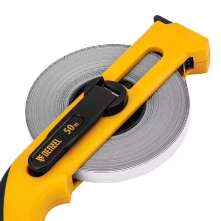 Рулетка геодезическая 50 м х 13 мм Denzel 31492, открытый корпус, металлическая лента купить в Перми