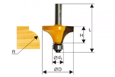 Фреза кром. калевочная ф15,9х5мм R1,6мм хв. 8мм Энкор 46230 купить в Перми