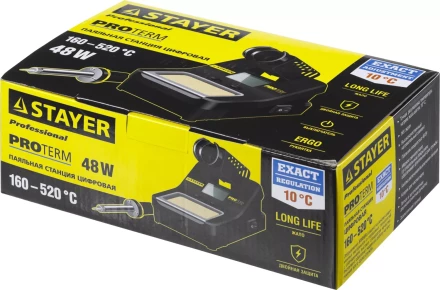 Паяльная станция STAYER &quot;PROFI&quot; цифровая с ЖК дисплеем, диапазон 160-520°C, шаг 10°C, 48Вт 55370 купить в Перми
