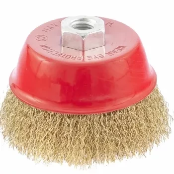 Щетка для УШМ, 150 мм, М14, &quot;чашка&quot;, латунированная витая проволока  MATRIX 74607 купить в Перми