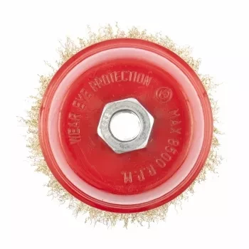 Щетка для УШМ, 150 мм, М14, &quot;чашка&quot;, латунированная витая проволока  MATRIX 74607 купить в Перми