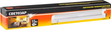 Светильник люминесцентный СВЕТОЗАР модель &quot;СЛУ-115&quot; с плафоном и выключателем, угловой, лампа Т8, 502x54x74мм, 15Вт SV-57587-15 купить в Перми