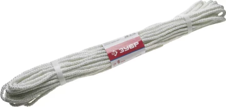 Фал ЗУБР капроновый, d=6,0 мм, 20 м, 650 кгс, 20,5 ктекс 50210-06 купить в Перми