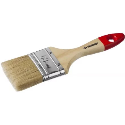 Кисть плоская  ЗУБР &quot;УНИВЕРСАЛ-МАСТЕР&quot;, натуральная щетина, деревянная ручка, 63мм 4-01003-063 купить в Перми