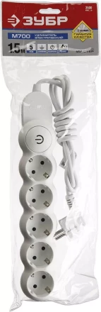 Удлинители электрические М700 5 гнезд с кнопкой серия МАСТЕР купить в Перми