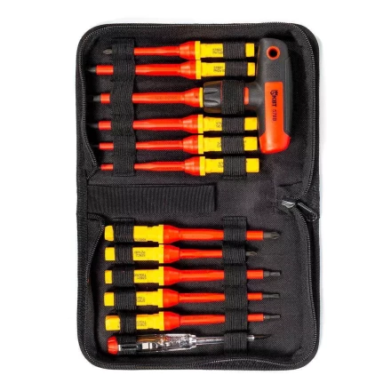 Диэлектрическая Т-образная отвертка КВТ VDE НИО-4412-Т со сменными битами, 12 шт. (87128) купить в Перми