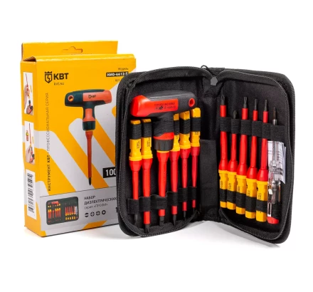 Диэлектрическая Т-образная отвертка КВТ VDE НИО-4412-Т со сменными битами, 12 шт. (87128) купить в Перми