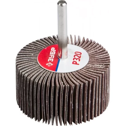 Круг шлифовальный ЗУБР &quot;МАСТЕР&quot; веерный лепестковый, на шпильке, тип КЛО, зерно-электрокорунд нормальный, P320, 30х60мм 36602-320 купить в Перми
