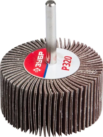 Круг шлифовальный ЗУБР &quot;МАСТЕР&quot; веерный лепестковый, на шпильке, тип КЛО, зерно-электрокорунд нормальный, P320, 30х60мм 36602-320 купить в Перми