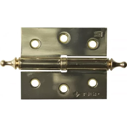 Петля дверная разъемная ЗУБР &quot;ЭКСПЕРТ&quot;, 1 подшипник, цвет латунь (PB), правая, с крепежом, 75х63х2,5мм, 2 шт 37605-075-1R купить в Перми