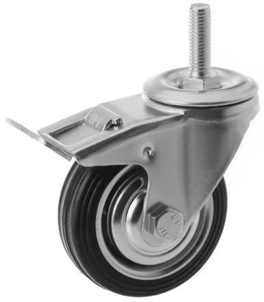 Колесо поворотное SCtB 97 85 мм резина с болтом и тормозом (F) 1046156 купить в Перми