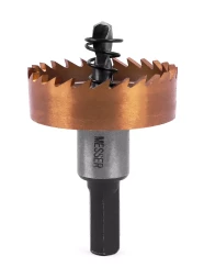 HSS-TiN коронка MESSER 40мм с центр. сверлом и толкающей пружиной для лист. материала до 2 мм ц/х