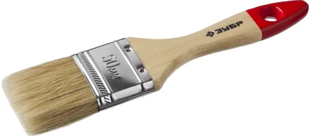 Кисть плоская  ЗУБР &quot;УНИВЕРСАЛ-МАСТЕР&quot;, натуральная щетина, деревянная ручка, 50мм 4-01003-050 купить в Перми