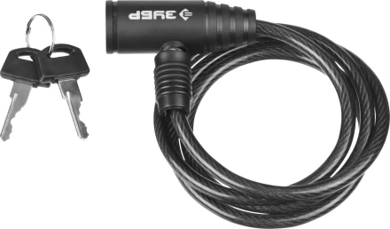 Замок ЗУБР &quot;СТАНДАРТ&quot;, тросовый, 2 ключа в комплекте, длина троса 1200мм, d 6мм 37269-120 купить в Перми