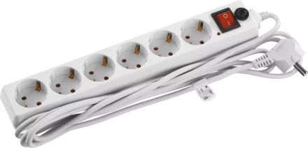 Сетевой фильтр STAYER &quot;MASTER&quot; электрический, 6 гнезд, заземление, макс. мощн. 2200 Вт, 3м 55067-3 купить в Перми