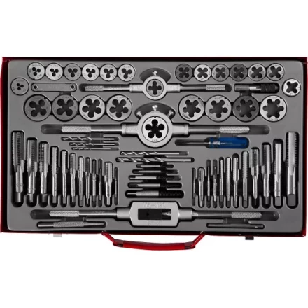 Набор ЗУБР &quot;ЭКСПЕРТ&quot; с металлореж. инструментом,метчики однопроход. и плашки,оснастка, экстракторы-в метал.боксе 65пред. 28118-H65 купить в Перми