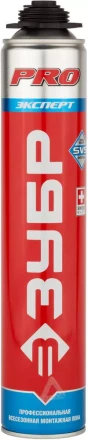 Пена ЗУБР &quot;ЭКСПЕРТ&quot; ПРО, профессиональная, монтажная, пистолетная, всесезонная, 750мл 41145_z01 купить в Перми