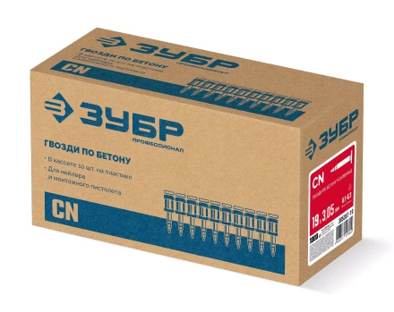 ЗУБР CN усиленные bullet point 19 х 3.05 мм, гвозди по бетону оцинкованные, 1000 шт (305387-19) купить в Перми