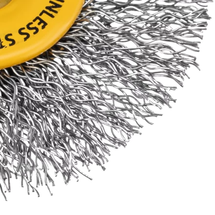 Щетка для дрели, 60 мм, Плоская, со шпилькой, нержавеющая витая проволока Denzel 744463 купить в Перми