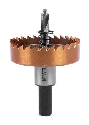 HSS-TiN коронка MESSER 42мм с центр. сверлом и толкающей пружиной для  лист. материала  до 2 мм ц/х купить в Перми