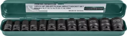 Набор головок торцевых ударных 3/8&quot;DR 8-19мм  Jonnesway S03A3112S 12предметов 48505 купить в Перми