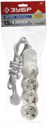 Удлинители электрические М700 3 гнезда с кнопкой серия МАСТЕР купить в Перми