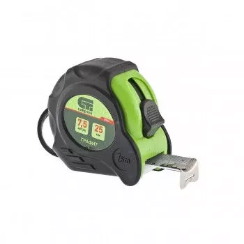 Рулетка Графит, обрезиненный корпус, амортизатор, 7,5 м х 25 мм  СИБРТЕХ 32533 купить в Перми