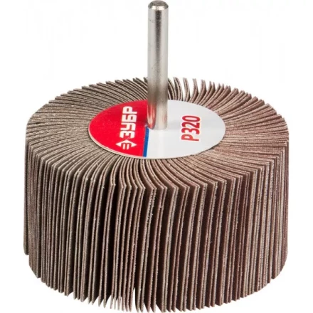 Круг шлифовальный ЗУБР &quot;МАСТЕР&quot; веерный лепестковый, на шпильке, тип КЛО, зерно-электрокорунд нормальный, P320, 40х80мм 36604-320 купить в Перми