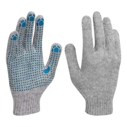 Перчатки трикотажные с ПВХ точкой, 5 пар в упаковке, БОПП-пакет, 7 класс// Россия 67837 купить в Перми