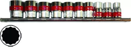 Набор торцевых головок, 3/8", 12-ти гр., CrV, 10шт., 9-19мм MATRIX 13595 купить в Перми