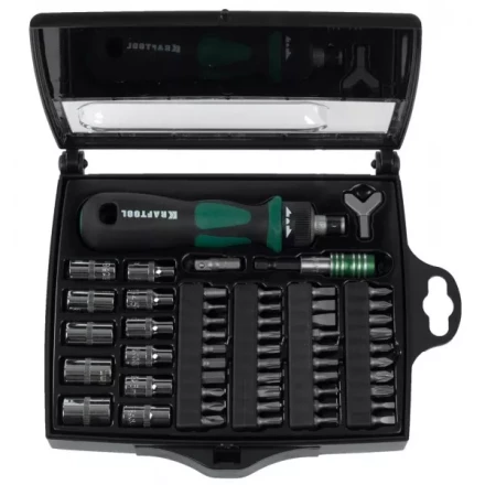 Отвертка KRAFTOOL &quot;EXPERT&quot;, реверсивная, с битами, 55шт 25554-H55 купить в Перми