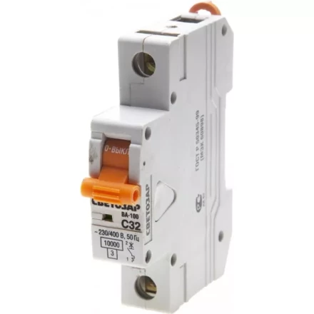 Выключатель автоматический СВЕТОЗАР 1-полюсный, 32 A, &quot;C&quot;, откл. сп. 10 кА, 230 / 400 В SV-49071-32-C купить в Перми