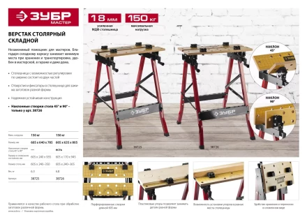 Верстаки столярные складные серия МАСТЕР купить в Перми