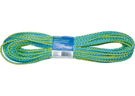 Шнур вязаный полипропиленовый с сердечником &quot;Радуга&quot; 8 мм L 20 м 140-150 кгс СИБРТЕХ 93955 купить в Перми