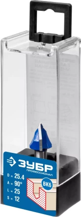 ЗУБР 25.4 x 25 мм, угол 90° мм, фреза пазовая галтельная V-образная, Профессионал (28752-25.4) купить в Перми