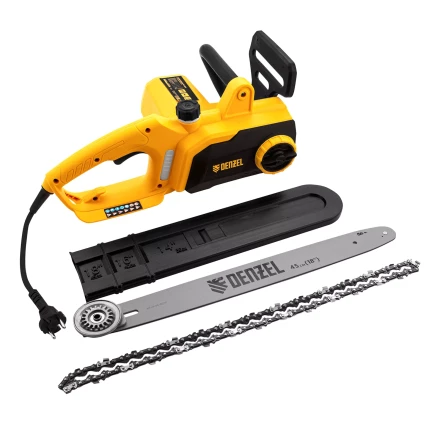 Пила цепная электрическая Denzel EDS-2200P, 2.2 кВт,поперечная, шина 45 см, шаг 3/8, паз 1.3 мм, 63 звена 95617 купить в Перми
