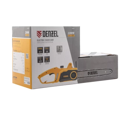 Пила цепная электрическая Denzel EDS-2200P, 2.2 кВт,поперечная, шина 45 см, шаг 3/8, паз 1.3 мм, 63 звена 95617 купить в Перми