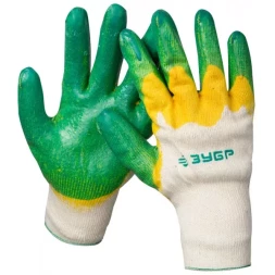 Перчатки ЗУБР "МAСTEP" трикотажные, х/б, двойная обливная ладонь из латекса, S-M 11459-S