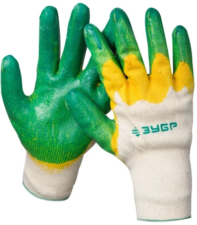 Перчатки ЗУБР &quot;МAСTEP&quot; трикотажные, х/б, двойная обливная ладонь из латекса, S-M 11459-S купить в Перми