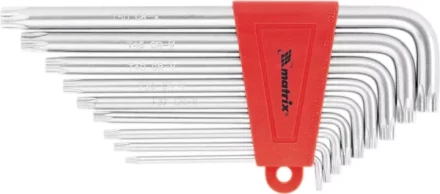 Набор ключей шестигранных имбусовых TORX, 9 шт: T10-T50,  CrV, удлиненные, сатин  MATRIX 12306 купить в Перми