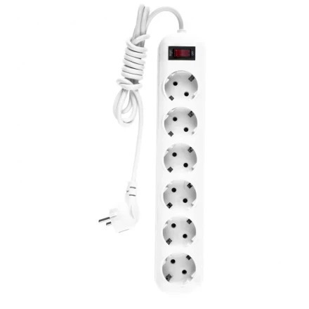 Удлинитель бытовой с заземлением и выключателем 2 м 6 розеток 10 A серия УХз10 Denzel 95980 купить в Перми