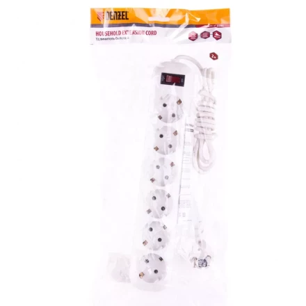 Удлинитель бытовой с заземлением и выключателем 2 м 6 розеток 10 A серия УХз10 Denzel 95980 купить в Перми