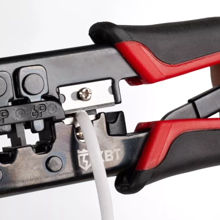 Кримпер многофункциональный КВТ JT-02 с 2 встроенными модулями для обжима RJ-45, RJ-12, RJ-11 (84626) купить в Перми