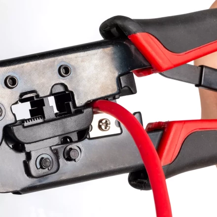 Кримпер многофункциональный КВТ JT-02 с 2 встроенными модулями для обжима RJ-45, RJ-12, RJ-11 (84626) купить в Перми