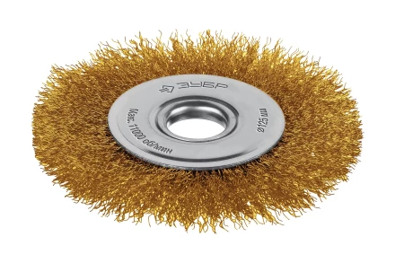 ЗУБР 125х22 мм щетка дисковая для УШМ, витая стальная латунированная проволока 0.3 мм, посад. 22 мм (35171-125) купить в Перми