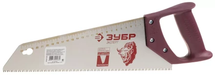 Ножовка ЗУБР &quot;ЭКСПЕРТ&quot; по дереву, трехгранный закаленный зуб, пластмассовая ручка, шаг зуба 3,5мм, 450мм 15141-45 купить в Перми